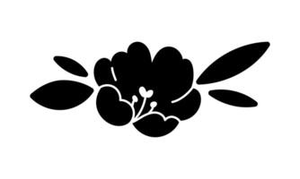 svart silhuetter av blommor. bukett av tulpaner isolerat på en vit bakgrund. vektor