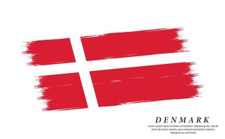 Dänemark Flagge Bürste Vektor Hintergrund. Grunge Stil Land Flagge von Dänemark Bürste Schlaganfall isoliert auf Weiß Hintergrund