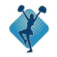 silhuett av en kvinna cheerleader bärande pompom medan dans vektor