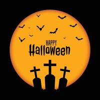 glücklich Halloween Hintergrund mit Grab und Fledermäuse vektor
