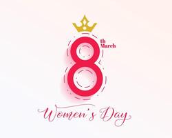 glücklich 8 .. März Damen Tag Veranstaltung Hintergrund mit golden Krone vektor