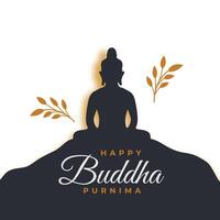 Buddha Purnima Andacht Hintergrund mit golden Blätter Design vektor