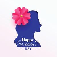 papper skära stil Lycklig kvinnors dag bakgrund med söt blomma dekoration vektor