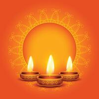 traditionell glücklich Diwali realistisch Orange Karte Hintergrund vektor