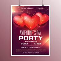 Party Feier Flyer zum Valentinsgrüße Tag vektor