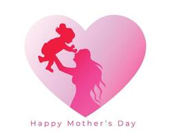 glücklich Mutter Tag Liebe Herz Hintergrund mit Mama und Tochter Design vektor