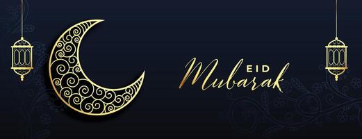 arabicum stil eid mubarak baner med etnisk måne design vektor