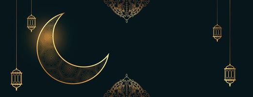 dekorativ islamisch Stil golden Banner mit Text Raum vektor
