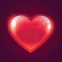 skön skinande röd lysande hjärta bakgrund vektor