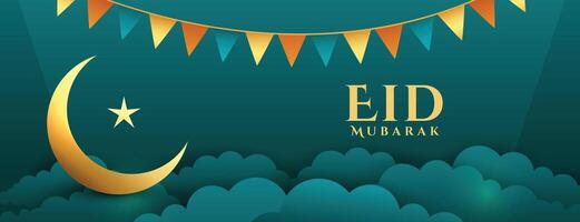 Papier Stil eid mubrak dekorativ Banner mit bunt Ammer vektor