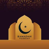 islamic ramadan kareem hälsning kort i gyllene stil bakgrund vektor