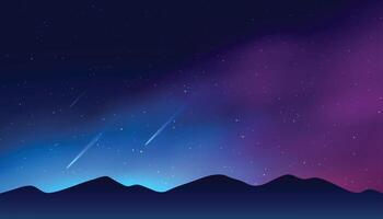 erkunden das Magie von Astrologie mit sternenklar Nacht Himmel Landschaft Banner vektor