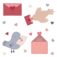 Liebe Briefe und Bärte Herzen 14 Februar Valentinsgrüße Tag vektor
