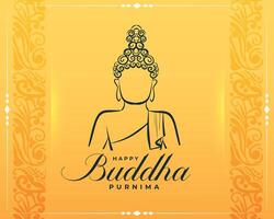 hand dragen herre buddha purnima bakgrund med skinande effekt vektor