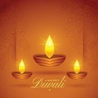 lysande diwali olja lampor festival bakgrund vektor