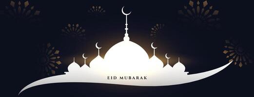 eid Mubarak Moschee Gruß Banner Design vektor