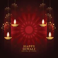 skinande Lycklig diwali festival lyckönskningar kort design vektor