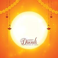 glühend Orange glücklich Diwali Diya Hintergrund mit Text Raum vektor
