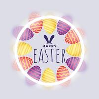 glücklich Ostern Spaß Karte mit 3d bunt Eier Design vektor