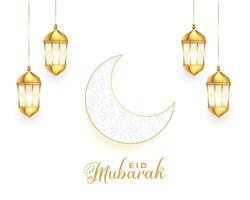 eid Mubarak Veranstaltung Hintergrund mit Mond und Fanoos vektor