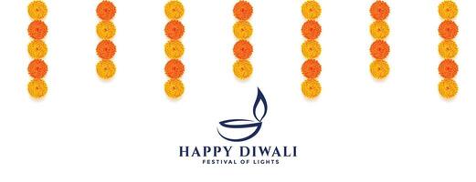 dekorativ glücklich Diwali Banner mit Blumen vektor