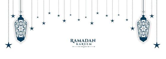 dekorativ islamisch Ramadan kareem Weiß Banner Design vektor