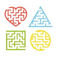 eine Reihe von Labyrinthen. Spiel für Kinder. Puzzle für Kinder. Labyrinth Rätsel. den richtigen Weg finden. einfache flache isolierte vektorillustration. vektor