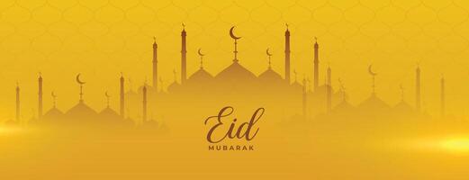 kulturell eid mubarak baner med moské design vektor