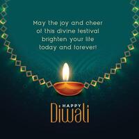 Lycklig diwali festival lyckönskningar kort design vektor