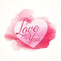 abstrakt Aquarell Rosa Farbe mit Herz gestalten und Liebe Sie Text vektor