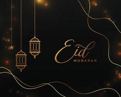 eid Mubarak religiös Hintergrund mit golden Linien und Laterne vektor