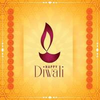traditionell Lycklig diwali platt dya och blomma bakgrund vektor