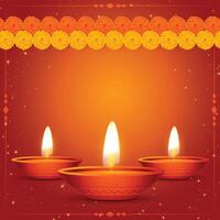 traditionell glücklich Diwali realistisch Karte mit Blume und Diya vektor
