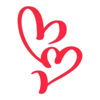 Herz mit zwei roten Liebhabern. Handgemachte Vektorkalligraphie. Dekor für Grußkarte zum Valentinstag, Becher, Foto-Overlays, T-Shirt-Druck, Flyer, Plakatgestaltung vektor