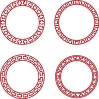 kinesisk cirkel ram element. isolerat på vit bakgrund. vektor illustration uppsättning