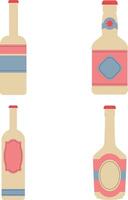 platt olika flaskor ikoner uppsättning. vektor