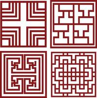 einstellen von rot traditionell Chinesisch Muster. orientalisch Design. isoliert auf Weiß Hintergrund vektor