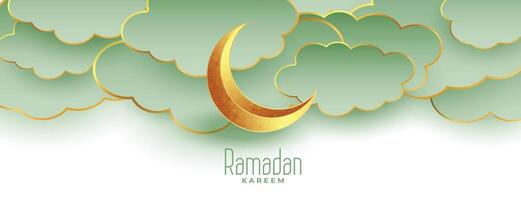 skön ramadan kareem eid mubarak baner med måne och moln vektor