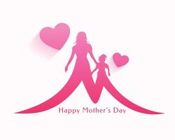 Lycklig mödrar dag kärlek hjärta bakgrund med mamma och barn relation vektor