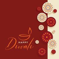 dekorativ indisk stil Lycklig diwali festival kort design vektor