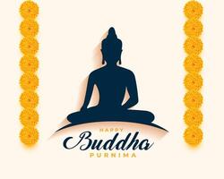 Lycklig buddha purnima bakgrund med dekorativ blommig lykta vektor