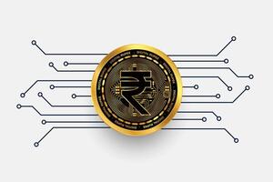 Digital indisch Rupie inr Währung Symbol im golden Münze vektor