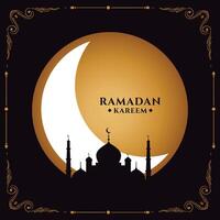 heilig Ramadan Monat Festival Karte mit Moschee und Mond Design vektor