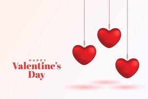 Valentinstag Tag Veranstaltung Hintergrund mit 3d hängend Herzen vektor