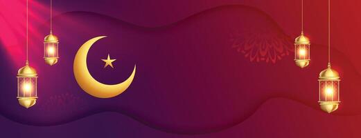 skön eid mubarak festlig baner med islamic dekoration vektor