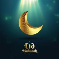 islamisch eid Mubarak glühend Hintergrund mit 3d golden Mond vektor