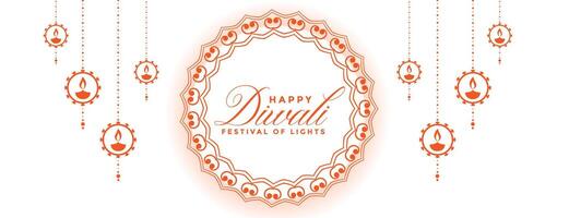 vit diwali baner med festival dekoration vektor
