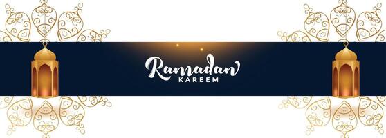 Ramadan kareem traditionell Banner mit islamisch Lampen vektor