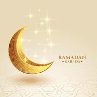 ramadan kareem gyllene halvmåne måne gnistrande hälsning design vektor