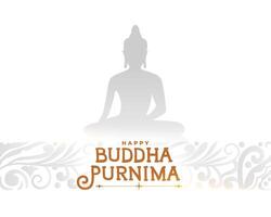 hindu religiös buddha purnima vit bakgrund för buddhism dharma vektor